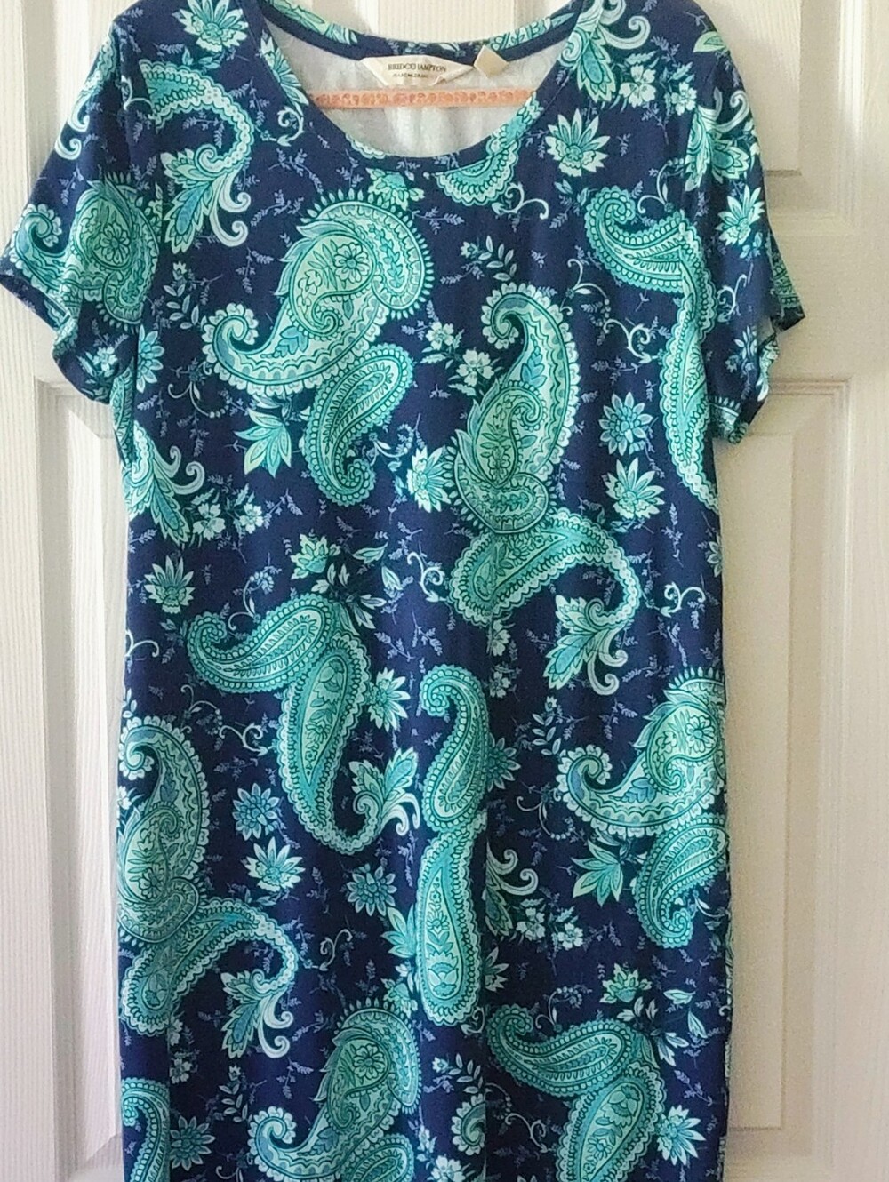 Isaac Mizrahi Navy and Teal Paisley Maxi Dress